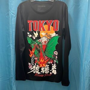 Tokyo dragon anime themed shirt black green red